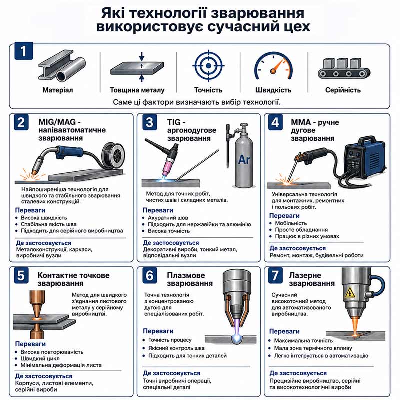 Які технології зварювання використовує сучасний цех
